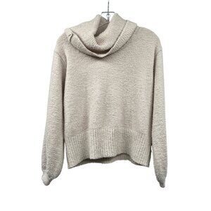Kaisley Womens Fuzzy Soft Pullover Sweater Cowl Neck Cream Size XS